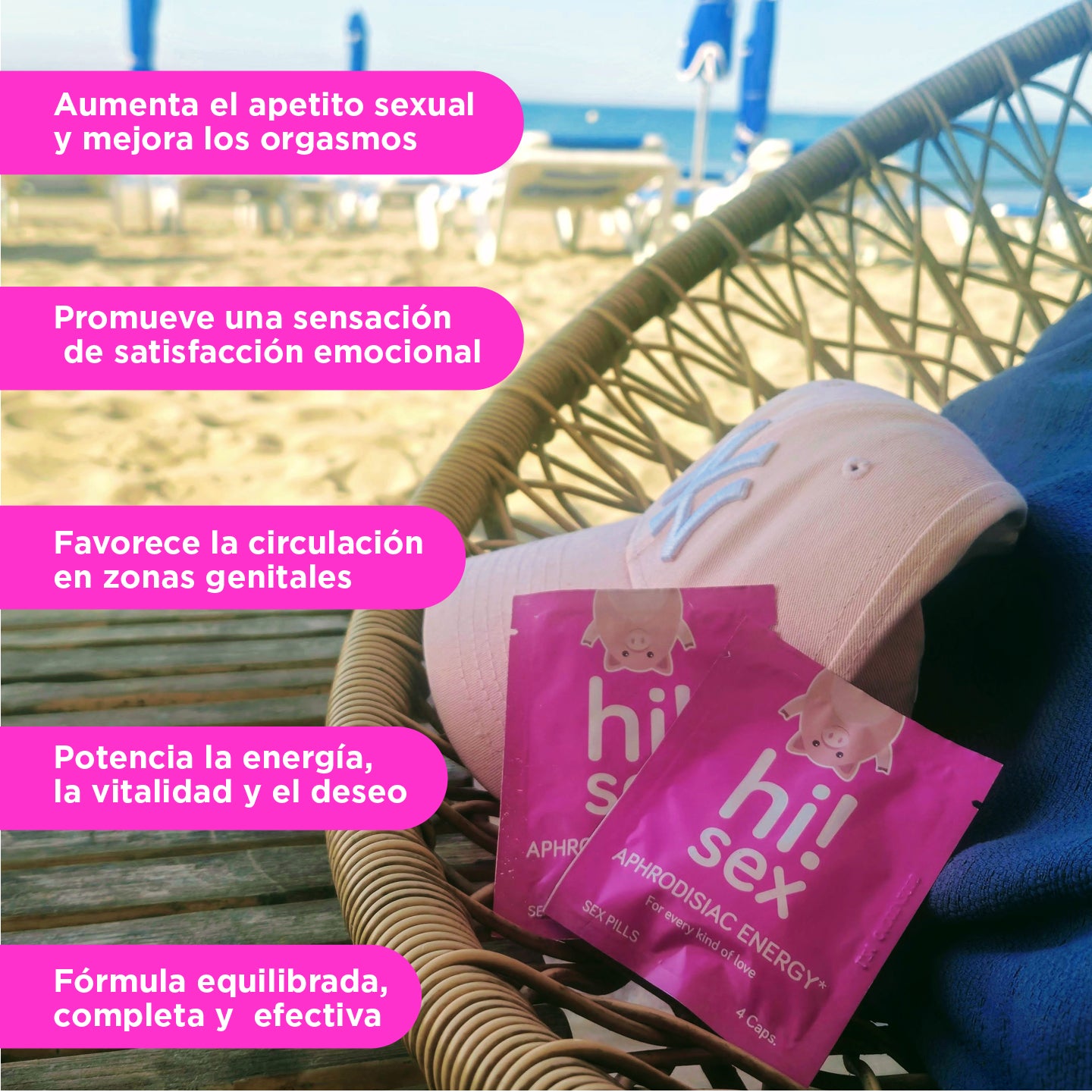 Hi!Sex Aphrodisiac Energy. Afrodisíaco Sexual para Mujeres y Hombres con Maca , Tribulusy L-Arginina. Sube la Testosterona y Aumenta la Libido. Sobres