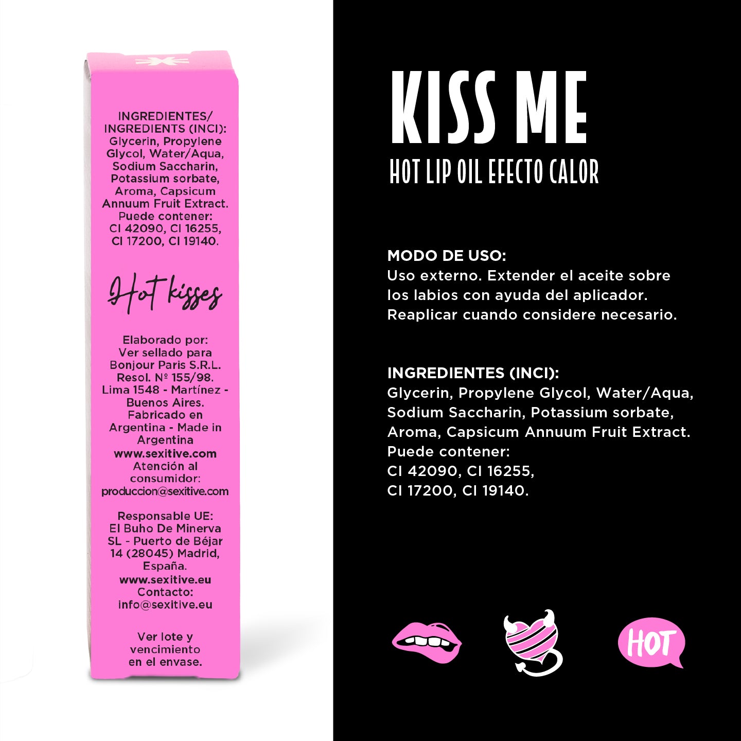 KISS ME - HOT LIP OIL Efecto Calor - Sabor Mango