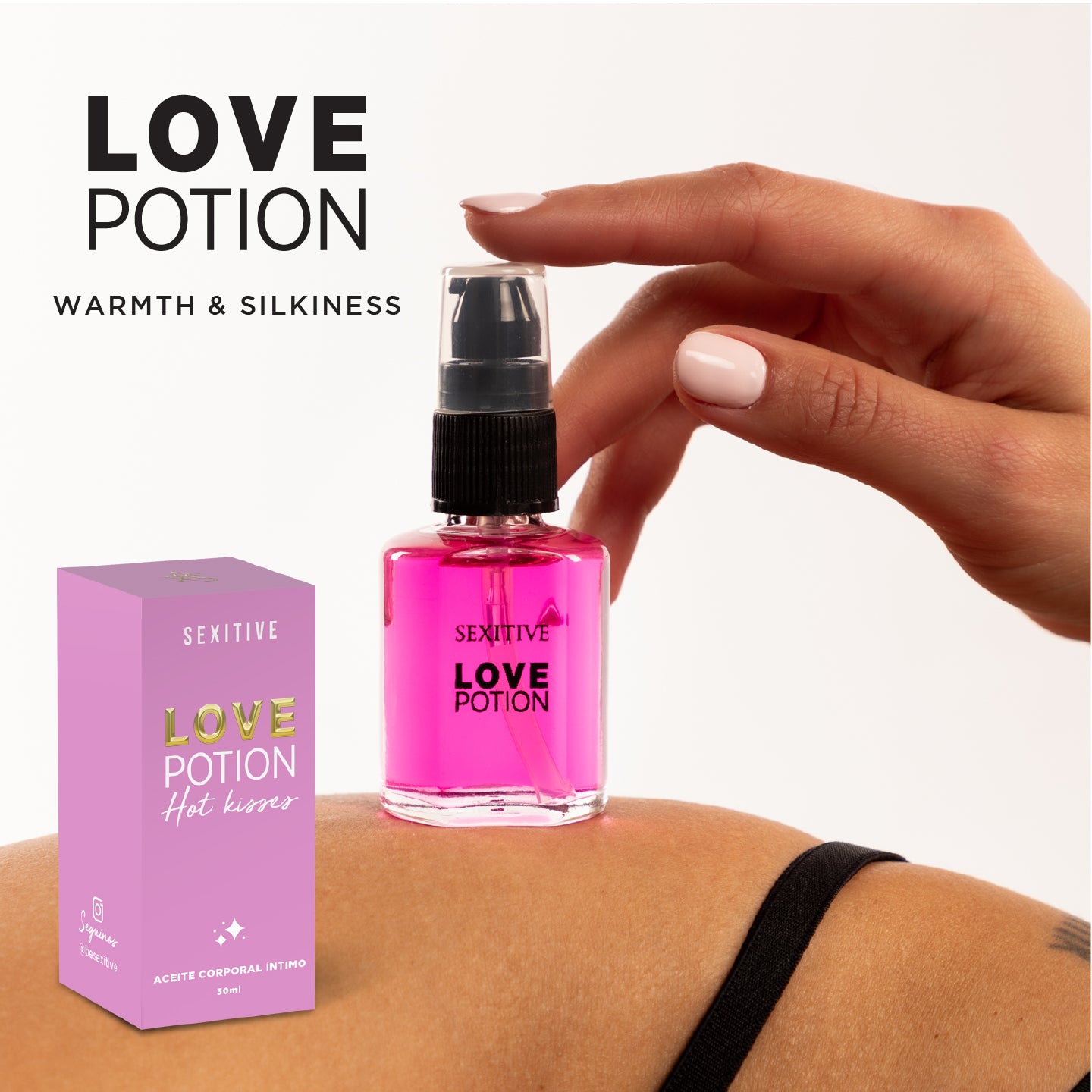 LOVE POTION - Aceite corporal íntimo con sabor a champagne. Sensación envolvente de calor. 30 ml