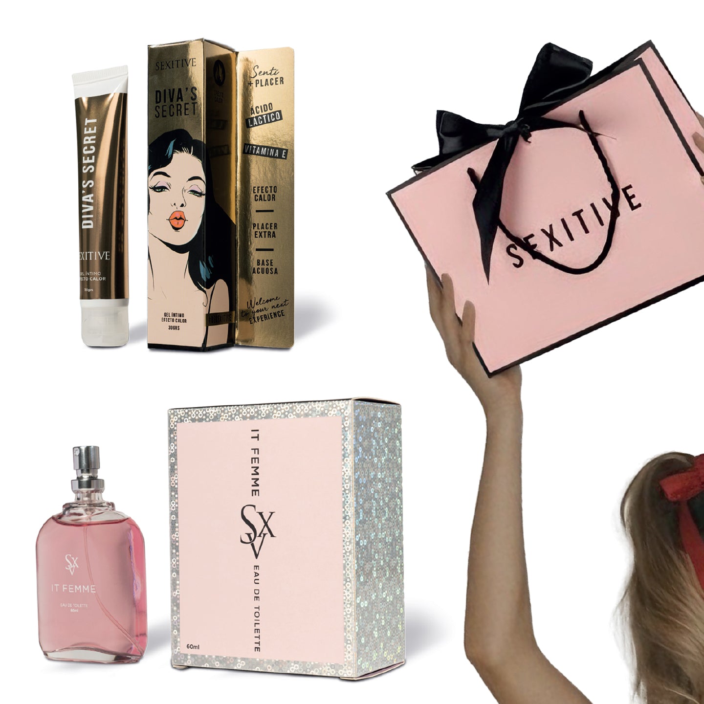 Regalos Sexys By Sexitive: “ATTRACTIVE” Gift bag donde encontrarás un Perfume It Femme y un lubricante Diva's Secret Efecto calor.