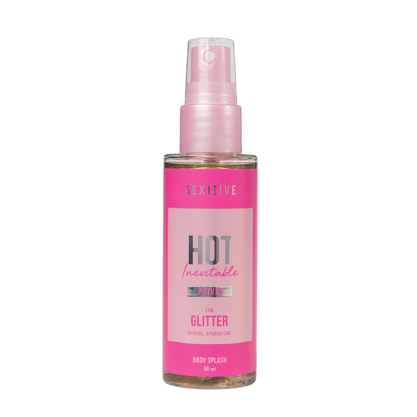 Sexitive HOT INEVITABLE Privée. Spray Glitter brillante muy sexy para mujer con Feromonas. Body Splash afrodisíaco con Glitter - 60 ml  - 2 fl oz