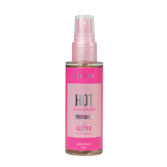 Sexitive HOT INEVITABLE Privée. Spray Glitter brillante muy sexy para mujer con Feromonas. Body Splash afrodisíaco con Glitter - 60 ml  - 2 fl oz