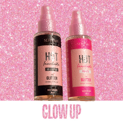 Sexitive HOT INEVITABLE Privée. Spray Glitter brillante muy sexy para mujer con Feromonas. Body Splash afrodisíaco con Glitter - 60 ml  - 2 fl oz