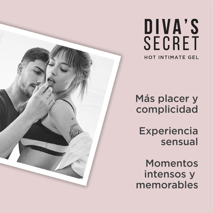 DIVA'S SECRET Gel orgásmico rápido, estimulante sexual femenino - Efecto Calor. 30 ml