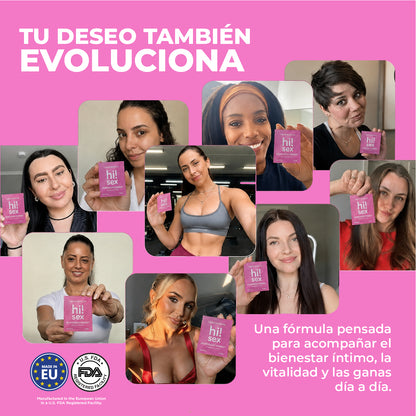 Hi!Sex Suplemento Libido para Mujeres y Hombres - Sobre Monodosis - 4 Cápsulas para Tomar en Pareja - Booster Natural de Deseo, Energía y Vitalidad - Conexión Íntima