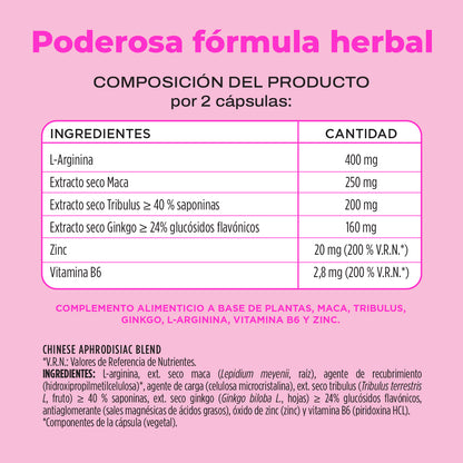 Hi!Sex Aphrodisiac Energy. Afrodisíaco Sexual para Mujeres y Hombres con Maca , Tribulusy L-Arginina. Sube la Testosterona y Aumenta la Libido. Sobres