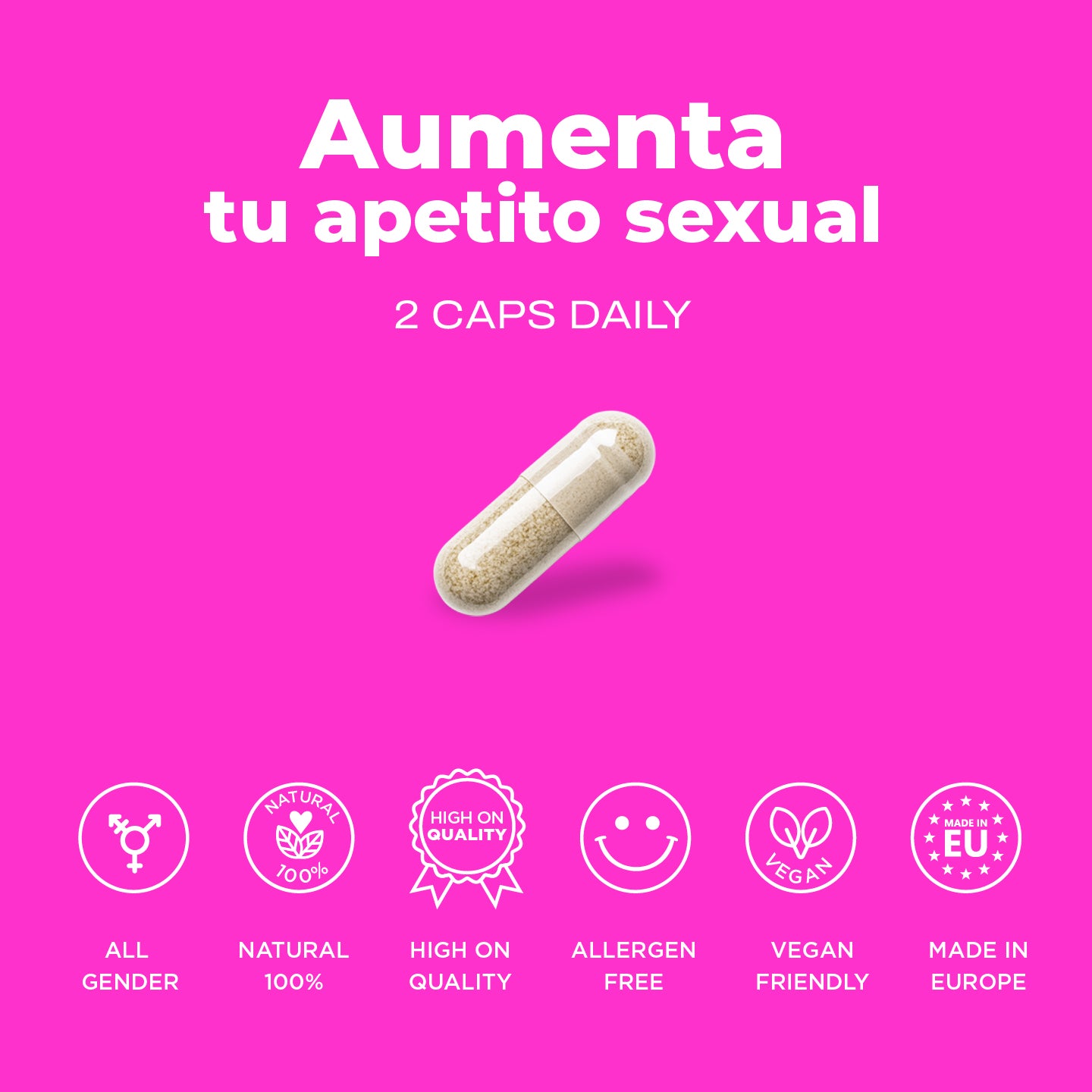 Hi!Sex Aphrodisiac Energy. Afrodisíaco Sexual para Mujeres y Hombres con Maca, Tribulus, L-Arginina y Ginko. Aumenta la Testosterona y sube la Libido.