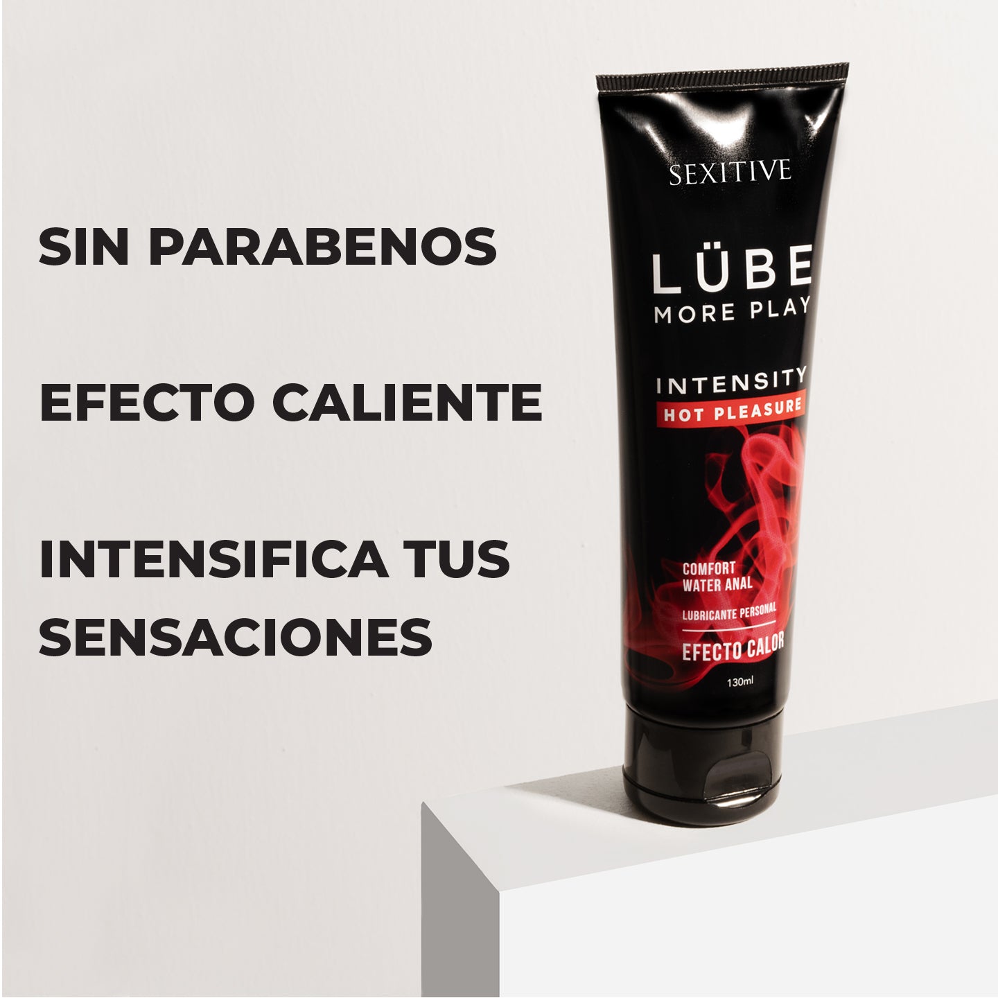 Lubricante Anal LÜBE INTENSITY Hot Pleasure. Con Efecto Calor y Base Acuosa.  Gel Sexual para Hombres, Mujeres y Parejas. Estimulación. 130ml