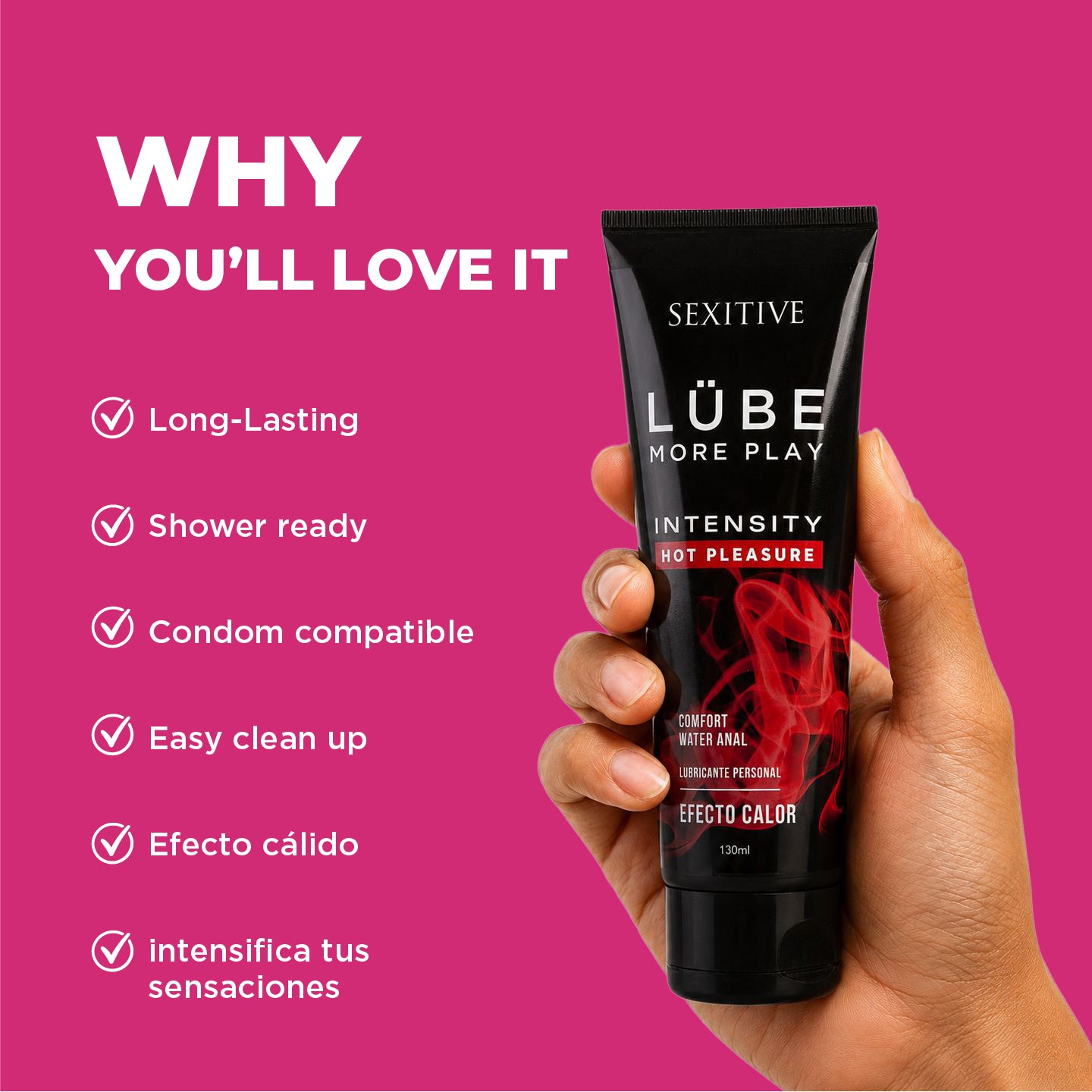 LUBE PREMIUM INTENSITY - Lubricante Anal con Efecto Calor - 130ml