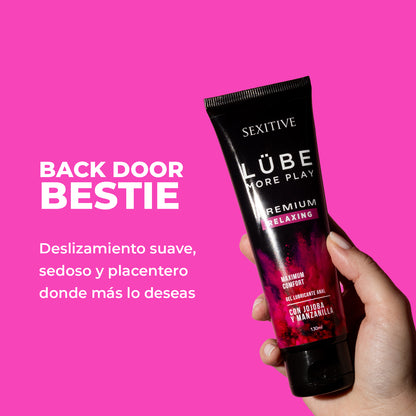 LUBE PREMIUM RELAXING Lubricante Dilatador Anal Relajante - Sensación Sin Dolor - Dilatación Progresiva Gracias a la Acción de la Jojoba y la Manzanilla- Lubricante Anal Base Agua  - 130ml