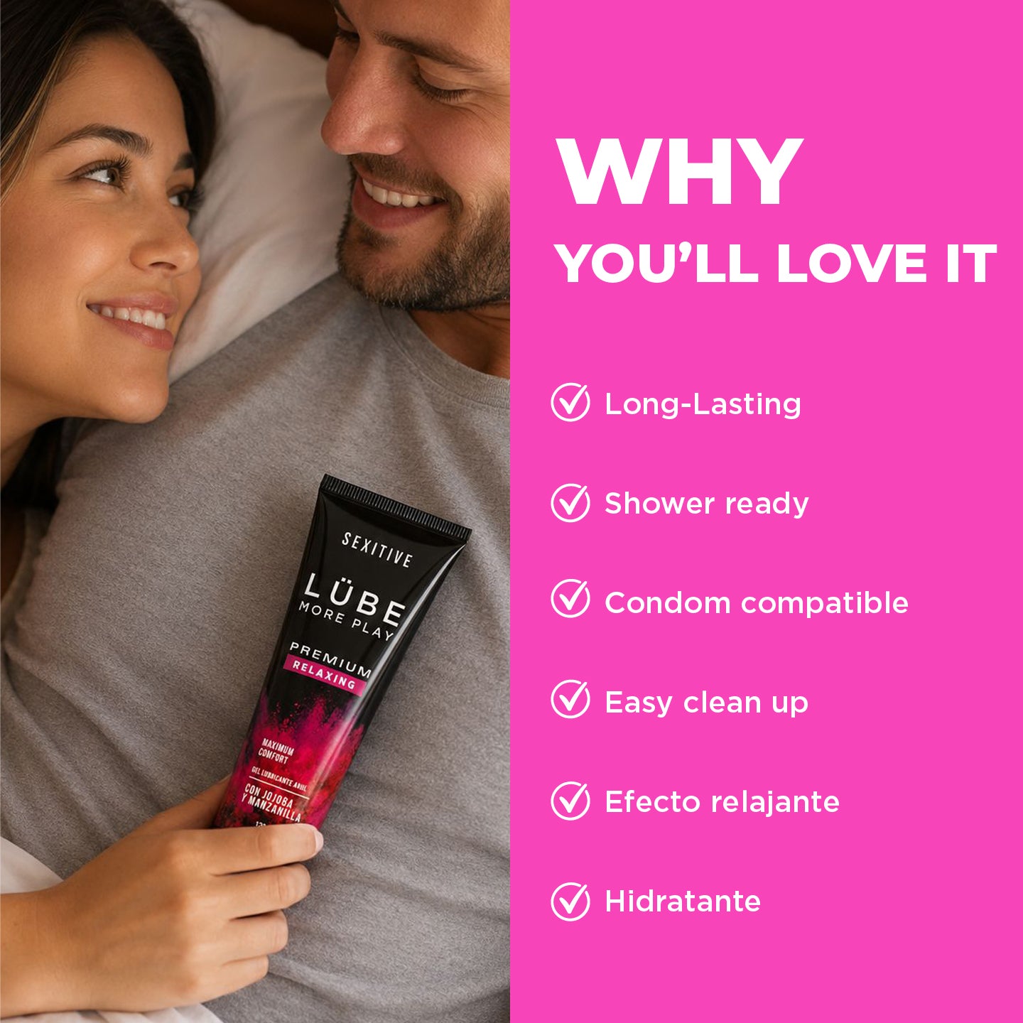 LUBE PREMIUM RELAXING Lubricante Dilatador Anal Relajante - Sensación Sin Dolor - Dilatación Progresiva Gracias a la Acción de la Jojoba y la Manzanilla- Lubricante Anal Base Agua  - 130ml