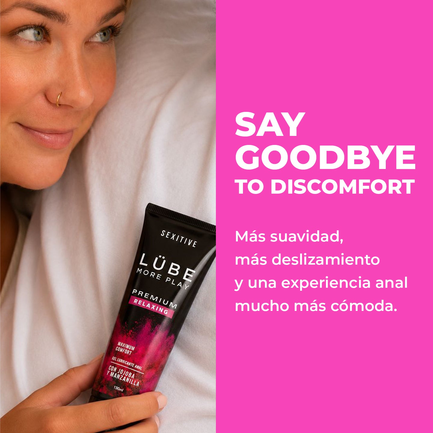 LUBE PREMIUM RELAXING Lubricante Dilatador Anal Relajante - Sensación Sin Dolor - Dilatación Progresiva Gracias a la Acción de la Jojoba y la Manzanilla- Lubricante Anal Base Agua  - 130ml
