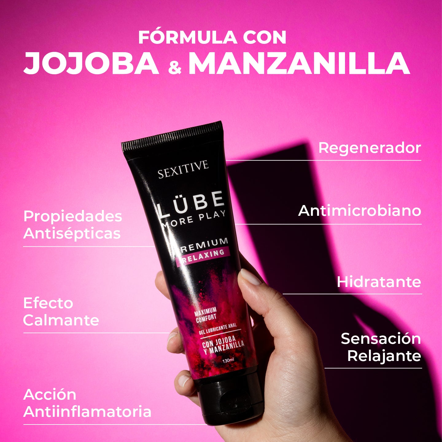 LUBE PREMIUM RELAXING Lubricante Dilatador Anal Relajante - Sensación Sin Dolor - Dilatación Progresiva Gracias a la Acción de la Jojoba y la Manzanilla- Lubricante Anal Base Agua  - 130ml