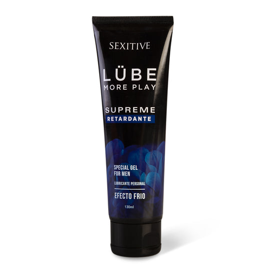 Lubricante LÜBE SUPREME Retardante Sexual Masculino - Lubricante Sexual Efecto Frio a Base de Agua, para Hombres - Gel Retardante de la Eyaculación, Erecciones Fuertes y Duraderas - 130ml