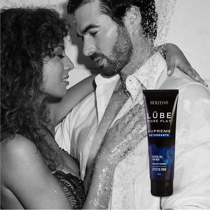 Lubricante LÜBE SUPREME Retardante Sexual Masculino - Lubricante Sexual Efecto Frio a Base de Agua, para Hombres - Gel Retardante de la Eyaculación, Erecciones Fuertes y Duraderas - 130ml