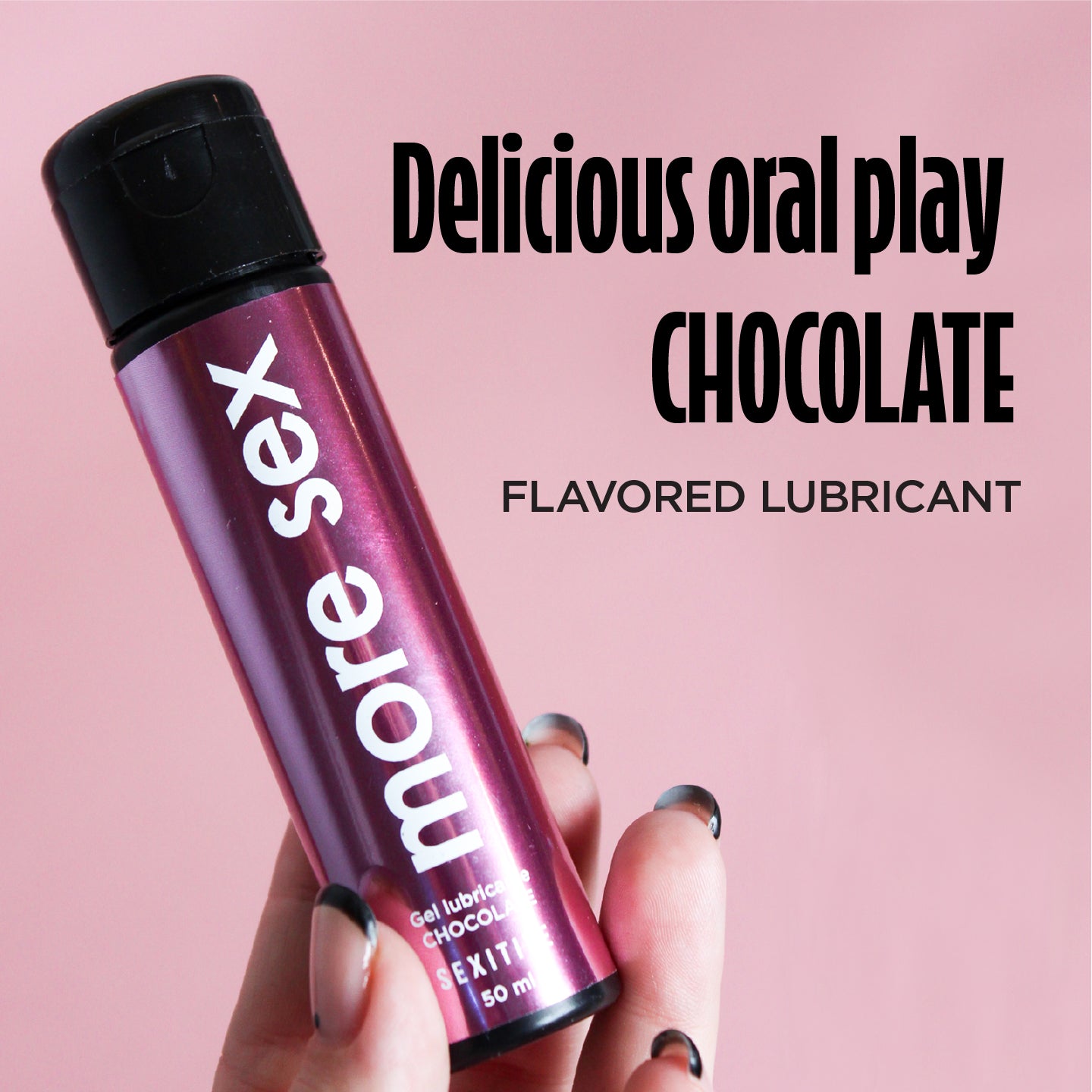MORE SEX - Gel lubricante comestible sabor chocolate. Larga duración, condom friendly, sin azúcar. 50ml