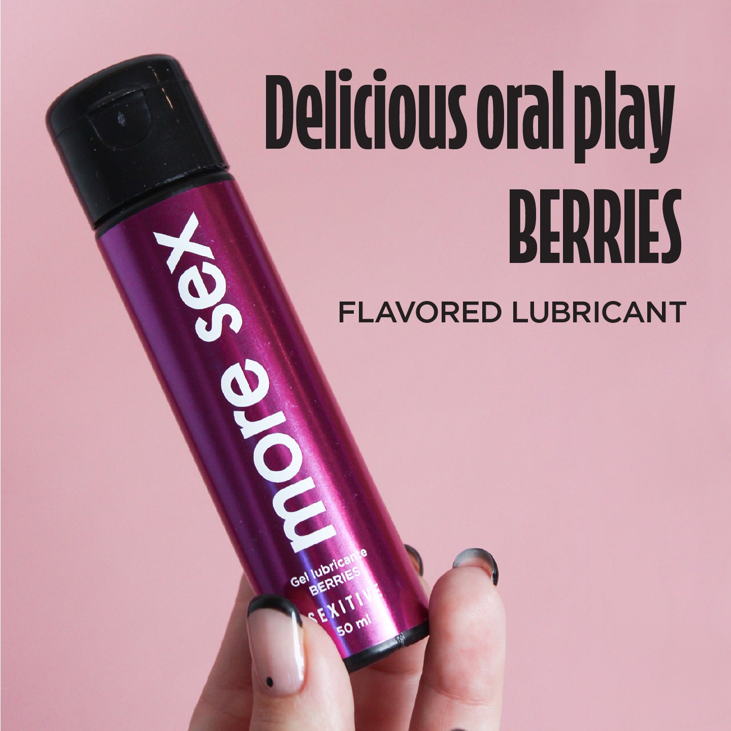MORE SEX - Gel lubricante comestible sabor berries. Larga duración, condom friendly, sin azúcar. 50ml
