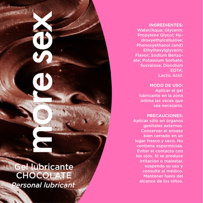 MORE SEX Chocolate - Chocolate Temptation Lubricating Intimate Gel - Sweet Hydrating and Sensorial - Silky and Kissable Texture for Couple's Play - Stimulating and Edible Sensation - 50ml