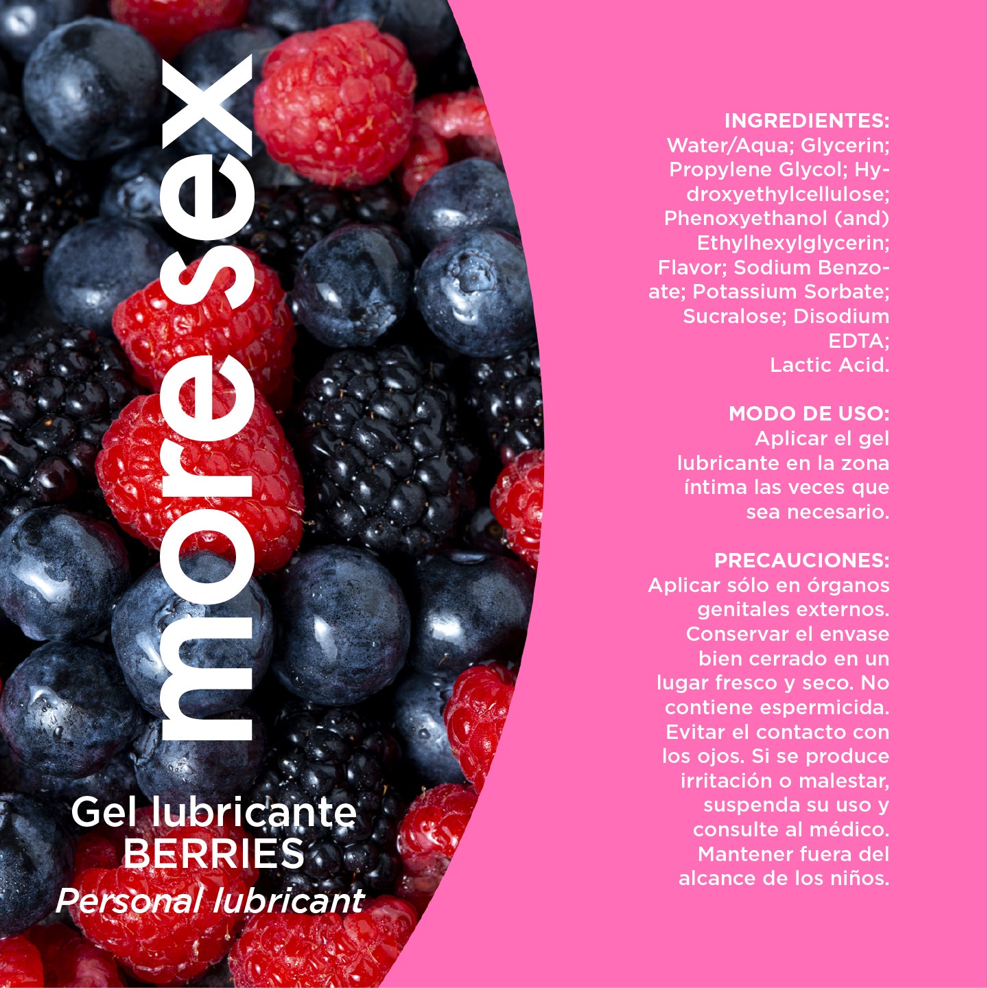 MORE SEX Beeren - Gleitgel Intim Rote Beeren Geschmack - Süß Feuchtigkeitsspendend und Sensorisch - Seidige und Kussbare Textur für Paarspiele - Stimulierendes und Essbares Gefühl - 50ml