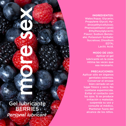 MORE SEX Beeren - Gleitgel Intim Rote Beeren Geschmack - Süß Feuchtigkeitsspendend und Sensorisch - Seidige und Kussbare Textur für Paarspiele - Stimulierendes und Essbares Gefühl - 50ml