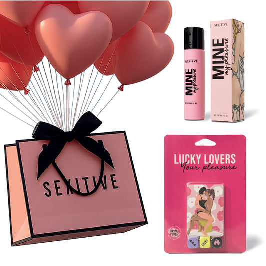 Regalos Sexys By Sexitive: “JUST FOR LADIES” Packaging rosa con toque glam donde encontrarás un juego Lucky Lovers Your Pleasure y un lubricante Mine.