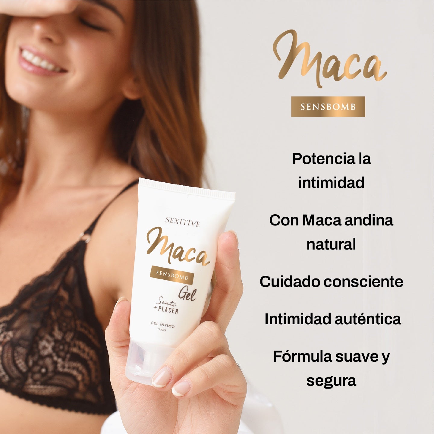 SENSBOMB MACA - Sexual Lubricant with Aphrodisiac Maca - Stimulating Sensation for More Intense Excitement - Water-based - PH Balanced - Paraben-Free 70ml