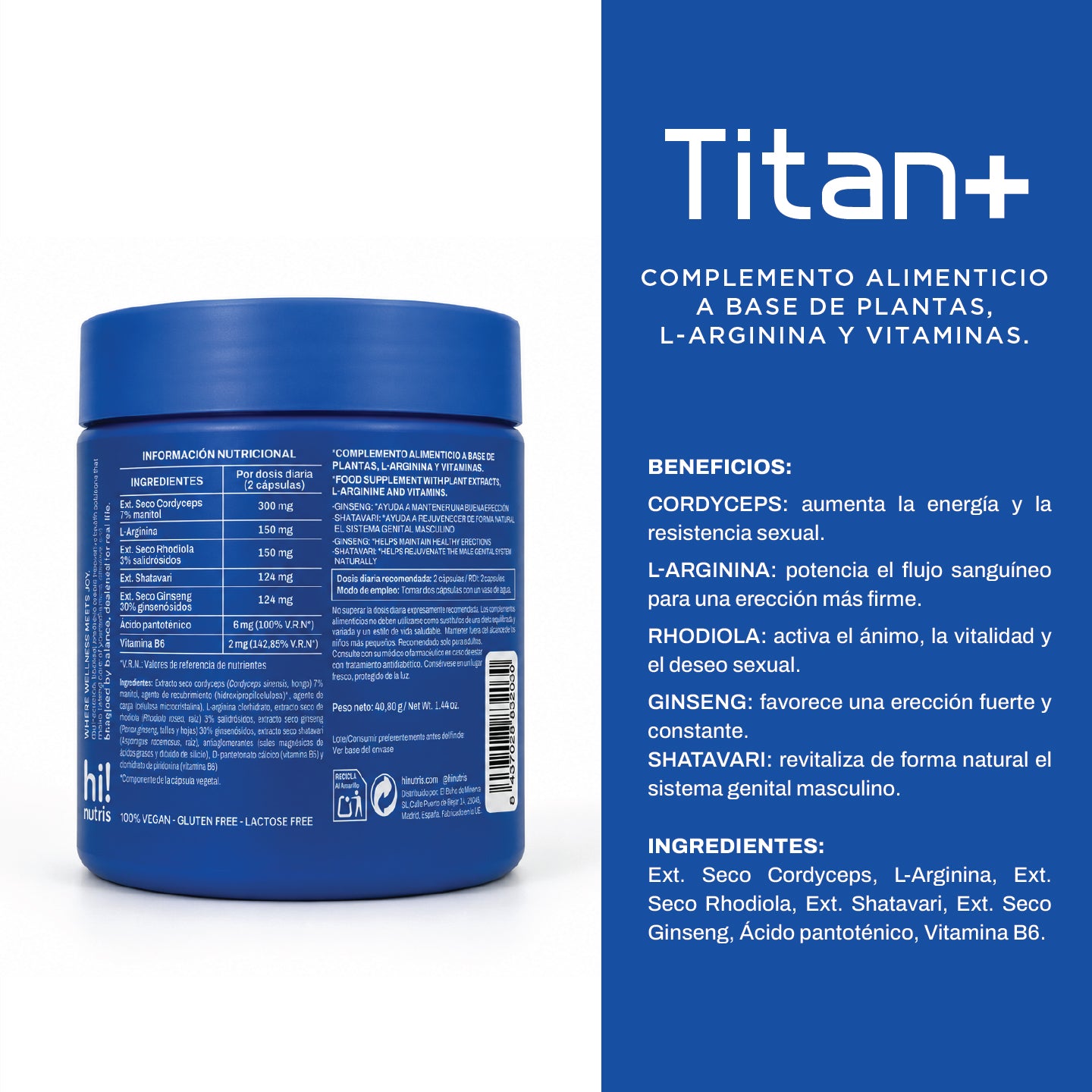 TITAN+ Testo Booster For Men´s Sexual Health - 60 capsulas
